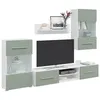 Image de vidaXL Meubles TV avec lumière LED 5 pcs vert olive bois d'ingénierie3324232