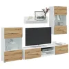 Image de vidaXL Meubles TV et lumière LED 5 pcs chêne artisanal bois ingénierie3324234