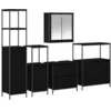 Image de Ensemble de meubles de salle de bain 5 piÃ¨ces en chÃªne noir en bois composite