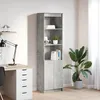 Image de vidaXL Buffet haut gris bÃ©ton 50x35x180 cm bois d'ingÃ©nierie