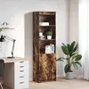 Image de vidaXL Buffet haut chÃªne fumÃ© 50x35x180 cm bois d'ingÃ©nierie