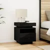 Image de Table de chevet vidaXL avec lumiÃ¨res LED ChÃªne Noir 40x39x48,5 cm