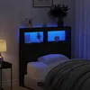 Image de vidaXL Armoire tÃªte de lit avec LED chÃªne noir 100x17x102 cm