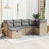 Image de Vidaxl Salon De Jardin Avec Coussins 6 Pcs Beige RÃ©sine TressÃ©e