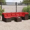 Image de Vidaxl Salon De Jardin 8 Pcs Avec Coussins Marron RÃ©sine TressÃ©e