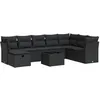 Image de vidaXL Salon de jardin 9 pcs avec coussins noir résine tressée3325341