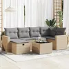 Image de Vidaxl Salon De Jardin Avec Coussins 7 Pcs Beige RÃ©sine TressÃ©e
