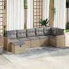 Image de Vidaxl Salon De Jardin Avec Coussins 7 Pcs Beige RÃ©sine TressÃ©e