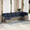 Image de Vidaxl Salon De Jardin Avec Coussins 7 Pcs Gris RÃ©sine TressÃ©e