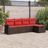 Image de Vidaxl Salon De Jardin Avec Coussins 5 Pcs Marron RÃ©sine TressÃ©e