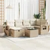 Image de Vidaxl Salon De Jardin Avec Coussins 7 Pcs Beige RÃ©sine TressÃ©e