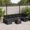 Image de vidaXL Salon de jardin 8 pcs avec coussins noir résine tressée3325511
