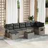 Image de Vidaxl Salon De Jardin 8 Pcs Avec Coussins Gris RÃ©sine TressÃ©e