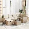 Image de Vidaxl Salon De Jardin Avec Coussins 7 Pcs Beige RÃ©sine TressÃ©e