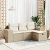 Image de vidaXL Salon de jardin avec coussins 4 pcs beige résine tressée3325654