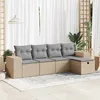 Image de Vidaxl Salon De Jardin Avec Coussins 5 Pcs Beige RÃ©sine TressÃ©e