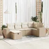 Image de Vidaxl Salon De Jardin Avec Coussins 6 Pcs Beige RÃ©sine TressÃ©e