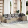 Image de Vidaxl Salon De Jardin Avec Coussins 7 Pcs Beige RÃ©sine TressÃ©e