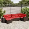 Image de Vidaxl Salon De Jardin Avec Coussins 7 Pcs Marron RÃ©sine TressÃ©e