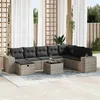 Image de vidaXL Salon de jardin 9 pcs avec coussins gris résine tressée3325746