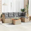 Image de vidaXL Salon de jardin avec coussins 6 pcs beige résine tressée3325755