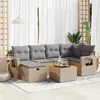 Image de Vidaxl Salon De Jardin Avec Coussins 7 Pcs Beige RÃ©sine TressÃ©e