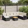 Image de vidaXL Vidaxl Salon De Jardin 9 Pcs Avec Coussins Noir Résine Tressée