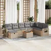 Image de Vidaxl Salon De Jardin Avec Coussins 9 Pcs Beige RÃ©sine TressÃ©e