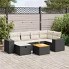 Image de Vidaxl Salon De Jardin 7 Pcs Avec Coussins Noir RÃ©sine TressÃ©e