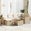 Image de Vidaxl Salon De Jardin Avec Coussins 7 Pcs Beige RÃ©sine TressÃ©e