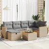 Image de Vidaxl Salon De Jardin Avec Coussins 7 Pcs Beige RÃ©sine TressÃ©e