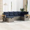 Image de Vidaxl Salon De Jardin 6 Pcs Avec Coussins Gris RÃ©sine TressÃ©e