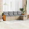 Image de Vidaxl Salon De Jardin Avec Coussins 5 Pcs Beige RÃ©sine TressÃ©e