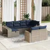 Image de Vidaxl Salon De Jardin Avec Coussins 10 Pcs Gris RÃ©sine TressÃ©e