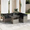 Image de Vidaxl Salon De Jardin Avec Coussins 7 Pcs Gris RÃ©sine TressÃ©e