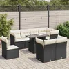 Image de Vidaxl Salon De Jardin 9 Pcs Avec Coussins Noir RÃ©sine TressÃ©e