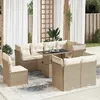 Image de Vidaxl Salon De Jardin Avec Coussins 9 Pcs Beige RÃ©sine TressÃ©e