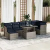 Image de Vidaxl Salon De Jardin Avec Coussins 7 Pcs Gris RÃ©sine TressÃ©e Acacia