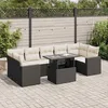 Image de Vidaxl Salon De Jardin 8 Pcs Avec Coussins Noir RÃ©sine TressÃ©e