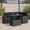 Image de Vidaxl Salon De Jardin 5 Pcs Avec Coussins Noir RÃ©sine TressÃ©e