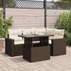 Image de vidaXL Salon de jardin avec coussins 5 pcs marron résine tressée3326314