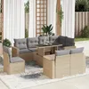 Image de Vidaxl Salon De Jardin Avec Coussins 9 Pcs Beige RÃ©sine TressÃ©e