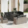Image de Vidaxl Salon De Jardin 9 Pcs Avec Coussins Gris RÃ©sine TressÃ©e