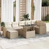 Image de Vidaxl Salon De Jardin Avec Coussins 8 Pcs Beige RÃ©sine TressÃ©e