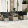 Image de vidaXL Vidaxl Salon De Jardin 9 Pcs Avec Coussins Gris Clair Résine Tressée