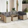 Image de vidaXL Salon de jardin avec coussins 10 pcs beige résine tressée3326380