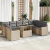 Image de Vidaxl Salon De Jardin Avec Coussins 10 Pcs Beige RÃ©sine TressÃ©e