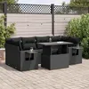 Image de Vidaxl Salon De Jardin 7 Pcs Avec Coussins Noir RÃ©sine TressÃ©e