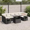 Image de Vidaxl Salon De Jardin 8 Pcs Avec Coussins Noir RÃ©sine TressÃ©e