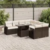 Image de vidaXL Salon de jardin avec coussins 9 pcs marron résine tressée3326454